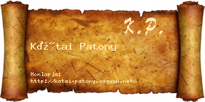 Kátai Patony névjegykártya